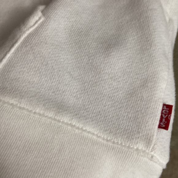Vintage Levi’s Women White Striped Full Zip Hooded Sweater Size XS - Picture 10 of 10